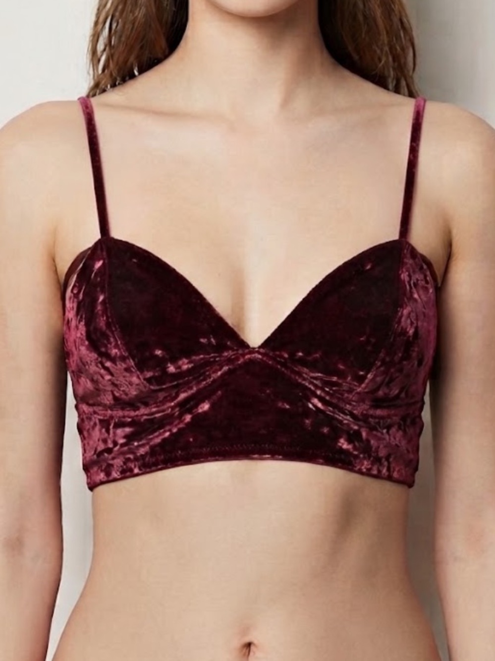XHILARATION Crushed Velvet Bralette Cropped Cami Medium